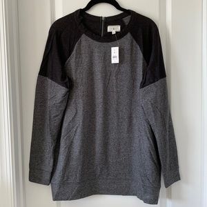 NWT LOU & GREY Drop Shoulder Long Sleeves Zip-Back Top Size M